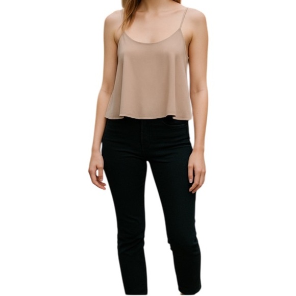 BRANDY MELVILLE Tan Crop Cami Top Spaghetti Straps One Size As Is - Picture 1 of 8